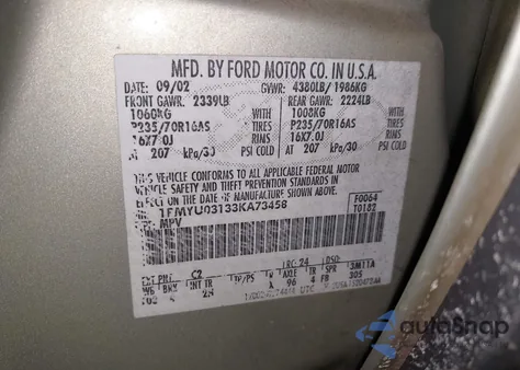 2003 Ford Escape Xlt из США, поврежденный, VIN 1FMYU03133KA73458